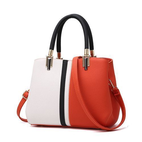 Sac à Main Femme De Marque, Avec Zip, Sac De Haute Qualité Orange-Noir