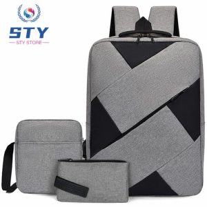 STY 3 Pièces Sacs à Dos Pour Hommes Sacs à Bandoulière - Gris
