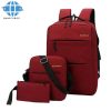 3Pcs Sac à Dos Avec Port USB - Rouge