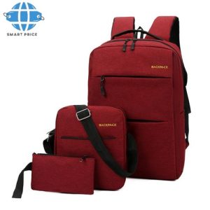 3Pcs Sac à Dos Avec Port USB - Rouge
