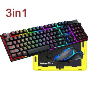 Ensemble Souris Et Clavier Gaming Lumineux 3 Pièces T- Wolf