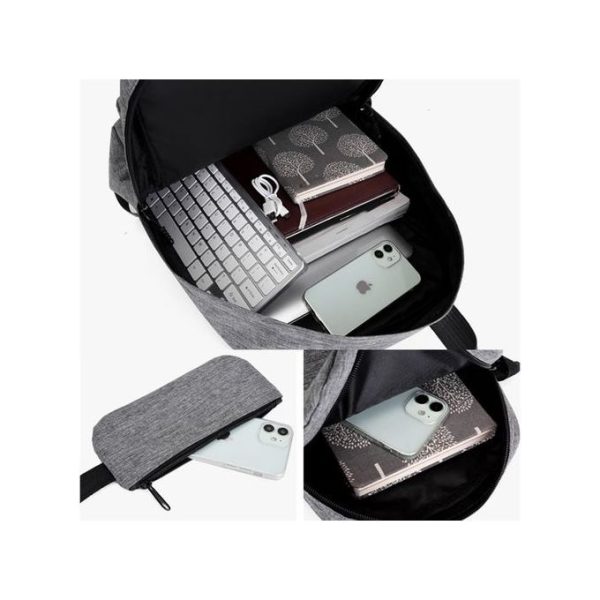 Sac à Dos Avec Port USB - Gris