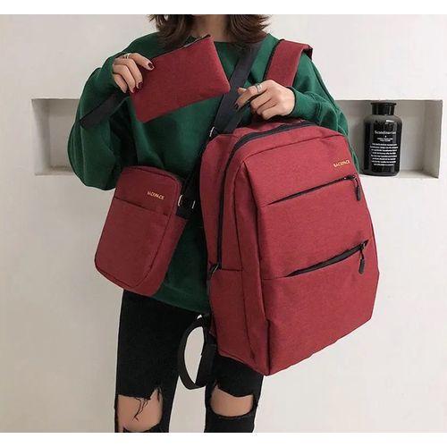 3Pcs Sac à Dos Avec Port USB - Rouge