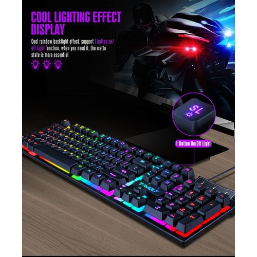 Ensemble Souris Et Clavier Gaming Lumineux 3 Pièces T- Wolf