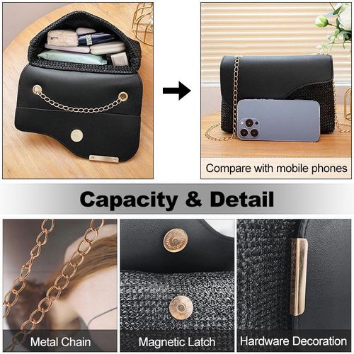 STY Women Chain Bags Small Woven Cross-body Bag Sling Bag + Gift( Accessory X 1 )- Black
