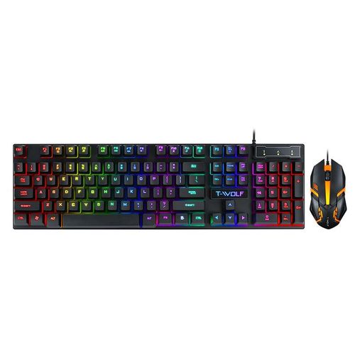 Ensemble Souris Et Clavier Gaming Lumineux 3 Pièces T- Wolf