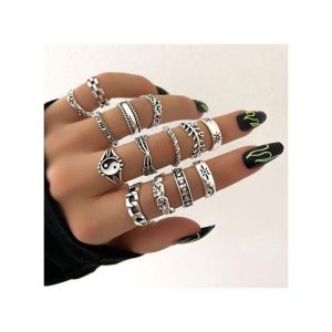 1 Lot de 14 Bagues à Articulation Métallique pour Femme – Style Mode