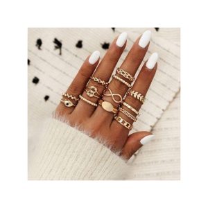 1 Ensemble Bague De Fiancaille Anneaux De Bagues Pour Femmes 13 Pièces Or