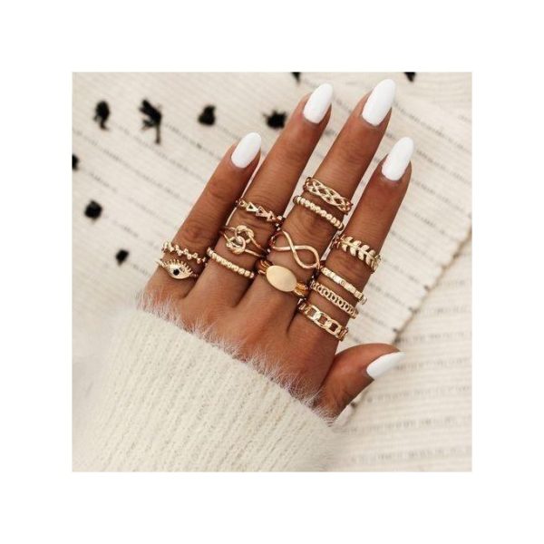 1 Ensemble Bague De Fiancaille Anneaux De Bagues Pour Femmes 13 Pièces Or