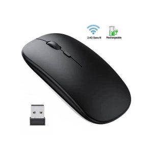 1 Souris Sans Fil Optique Rechargeable 2.4G Slim - Noir