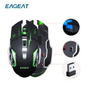 1 EAGEAT Souris de jeu sans fil rechargeable à trois vitesses 2.4GHz