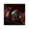 1 Ensemble de 4 montres de sport pour hommes hommes montre à quartz d'affaires de luxe bracelet en cuir marron hommes Casual Watch