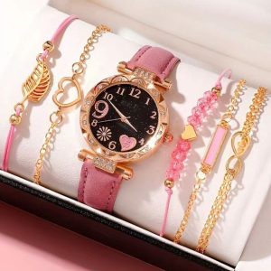1 Mode Montre 6 En 1 Pour Femmes + Ensemble De Bracelet 10