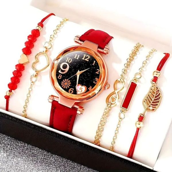 1 Mode Montre 6 En 1 Pour Femmes + Ensemble De Bracelet 16