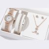 1 Ensemble Montre Collier Bague Boucles d'oreilles Bracelet pour Femme - Rose