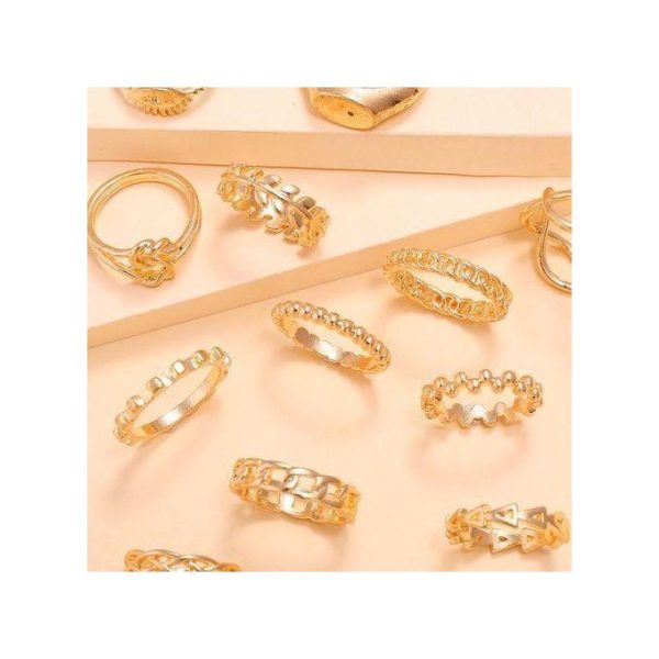 2 Ensemble Bague De Fiancaille Anneaux De Bagues Pour Femmes 13 Pièces Or