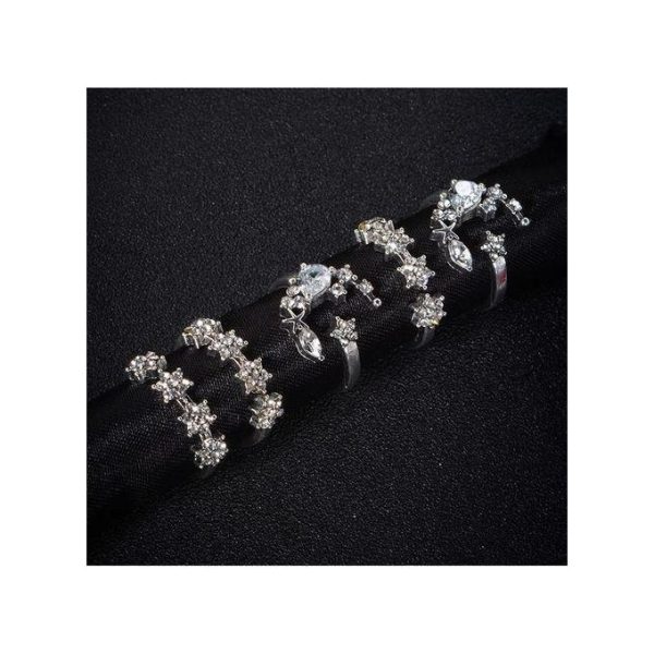 Ensemble de bagues réglables vintage femme étoile et lune, 5 pièces/ensemble