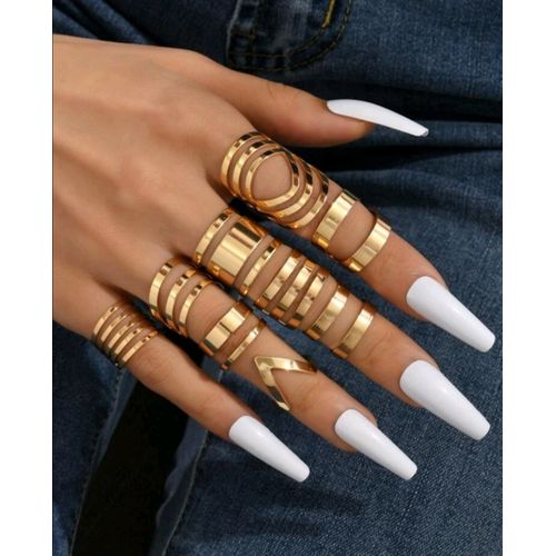 Ensemble Bague Femme 9 Pièces: Jaune Or