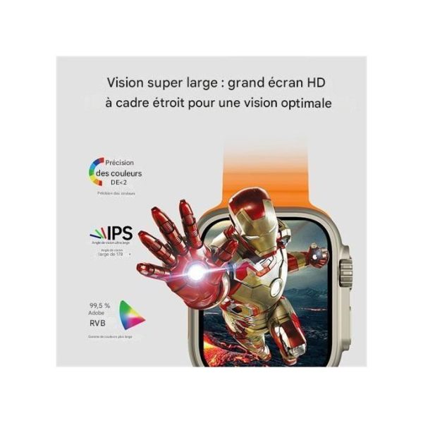 2 Montre connectée T900 Ultra2 Max avec écran tactile HD de 2,19 pouces et appels Bluetooth