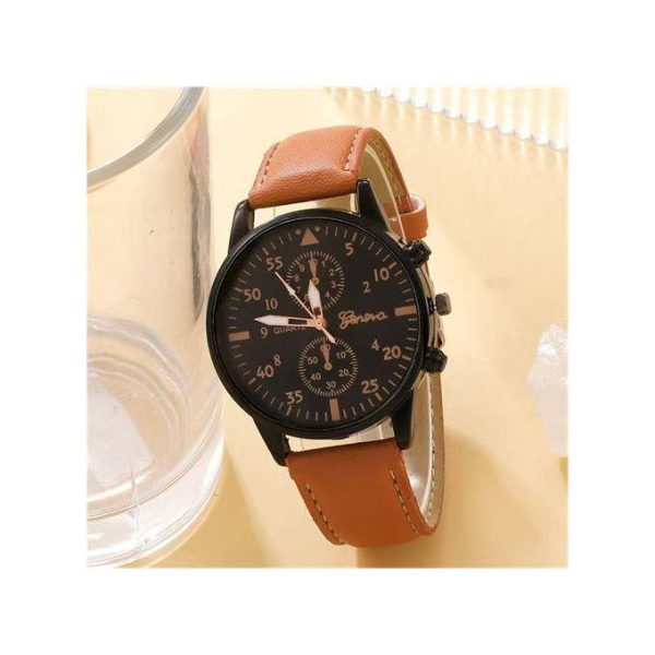 3 Ensemble de 4 montres de sport pour hommes hommes montre à quartz d'affaires de luxe bracelet en cuir marron hommes Casual Watch