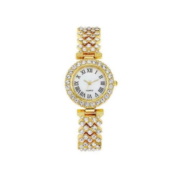 3 2 En 1 Mode Montre Femme Et Chaîne à Main -Or