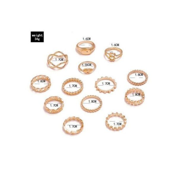 3 Ensemble Bague De Fiancaille Anneaux De Bagues Pour Femmes 13 Pièces Or