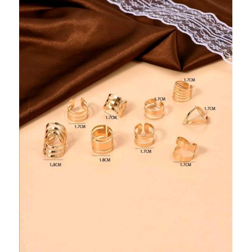 Ensemble Bague Femme 9 Pièces: Jaune Or