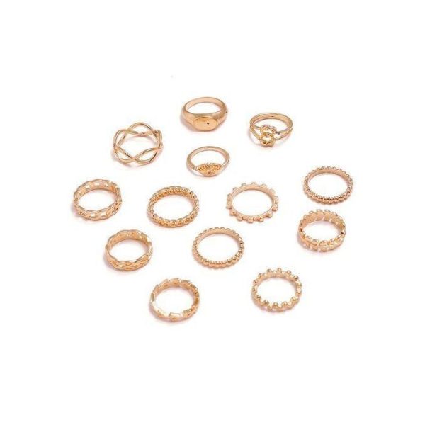 4 Ensemble Bague De Fiancaille Anneaux De Bagues Pour Femmes 13 Pièces Or