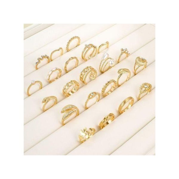 4 Ensemble de Bagues Géométriques Dorées pour Femme – 20 Pièces