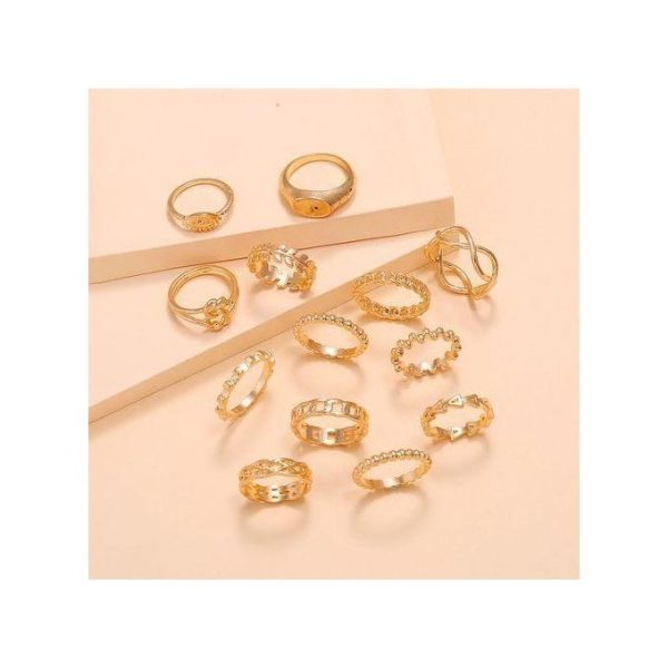 5 Ensemble Bague De Fiancaille Anneaux De Bagues Pour Femmes 13 Pièces Or