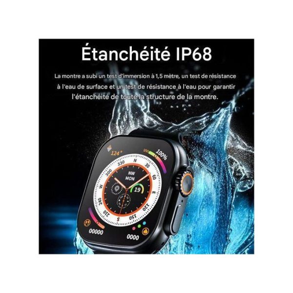 5 Montre connectée T900 Ultra2 Max avec écran tactile HD de 2,19 pouces et appels Bluetooth