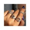 Ensemble de bagues réglables vintage femme étoile et lune, 5 pièces/ensemble