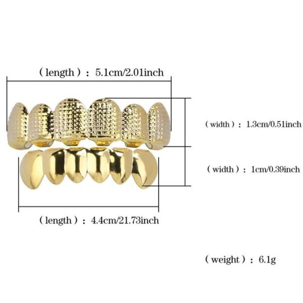 8 Nouvelles Accolades De Dentier En Cuivre à Texture Concave-convexe Plaquée Or Véritable Hip-Hop