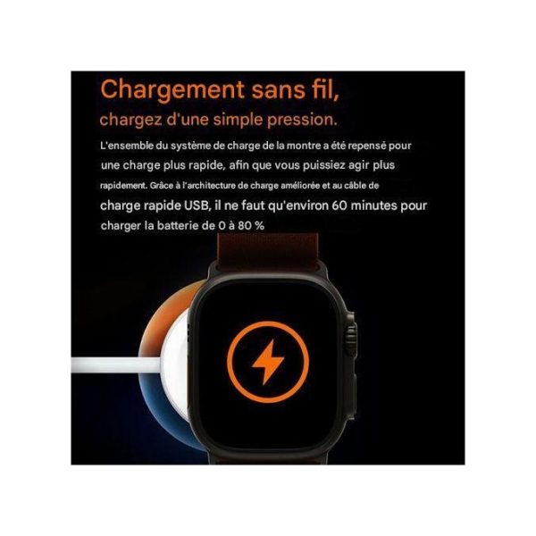 8 Montre connectée T900 Ultra2 Max avec écran tactile HD de 2,19 pouces et appels Bluetooth